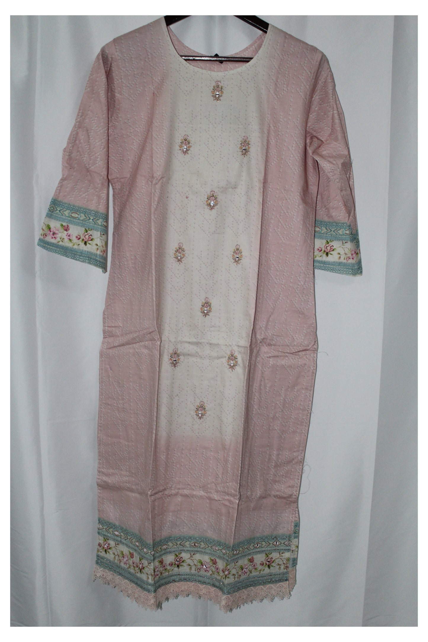 Women's Salwar Suit with Dupatta and Bottom Pant Cotton Round Neck Pastel Shade