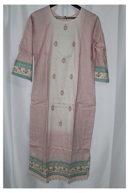 Women's Salwar Suit with Dupatta and Bottom Pant Cotton Round Neck Pastel Shade