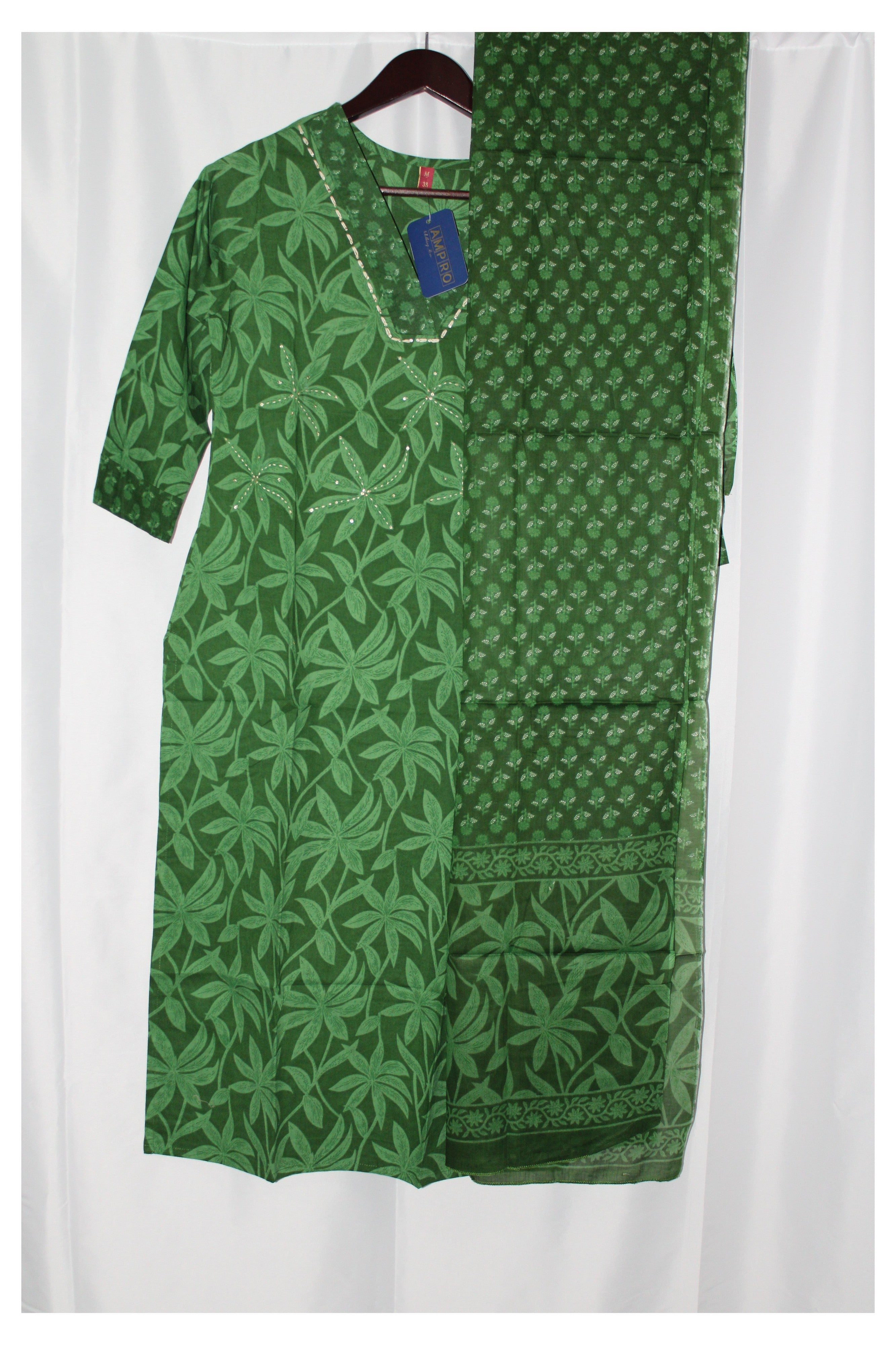 Women's Salwar Suit with Dupatta and Botton Pant Cotton V Neck.