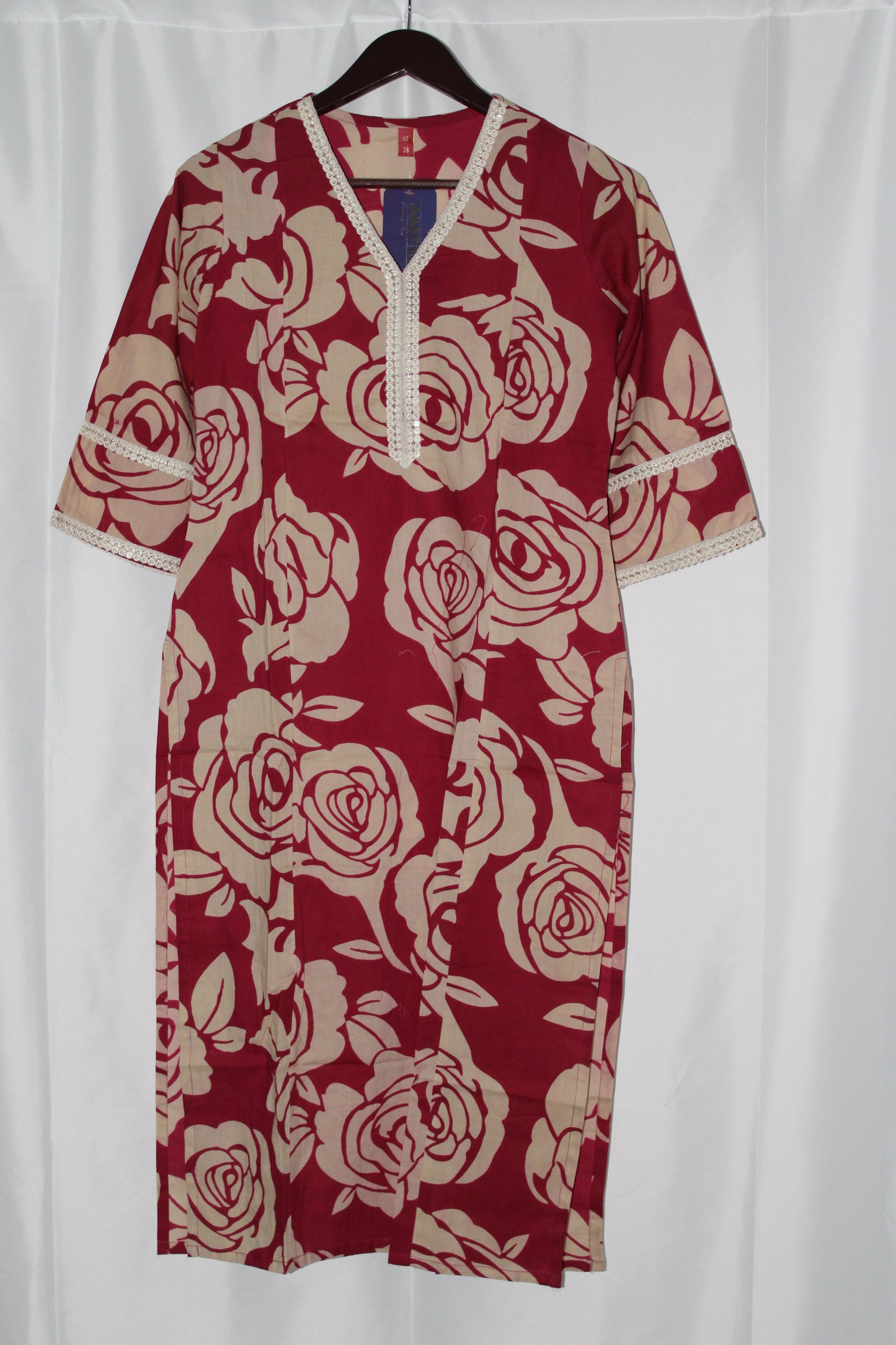 Women's Single Kurthi Cotton Floral Print on V Neck