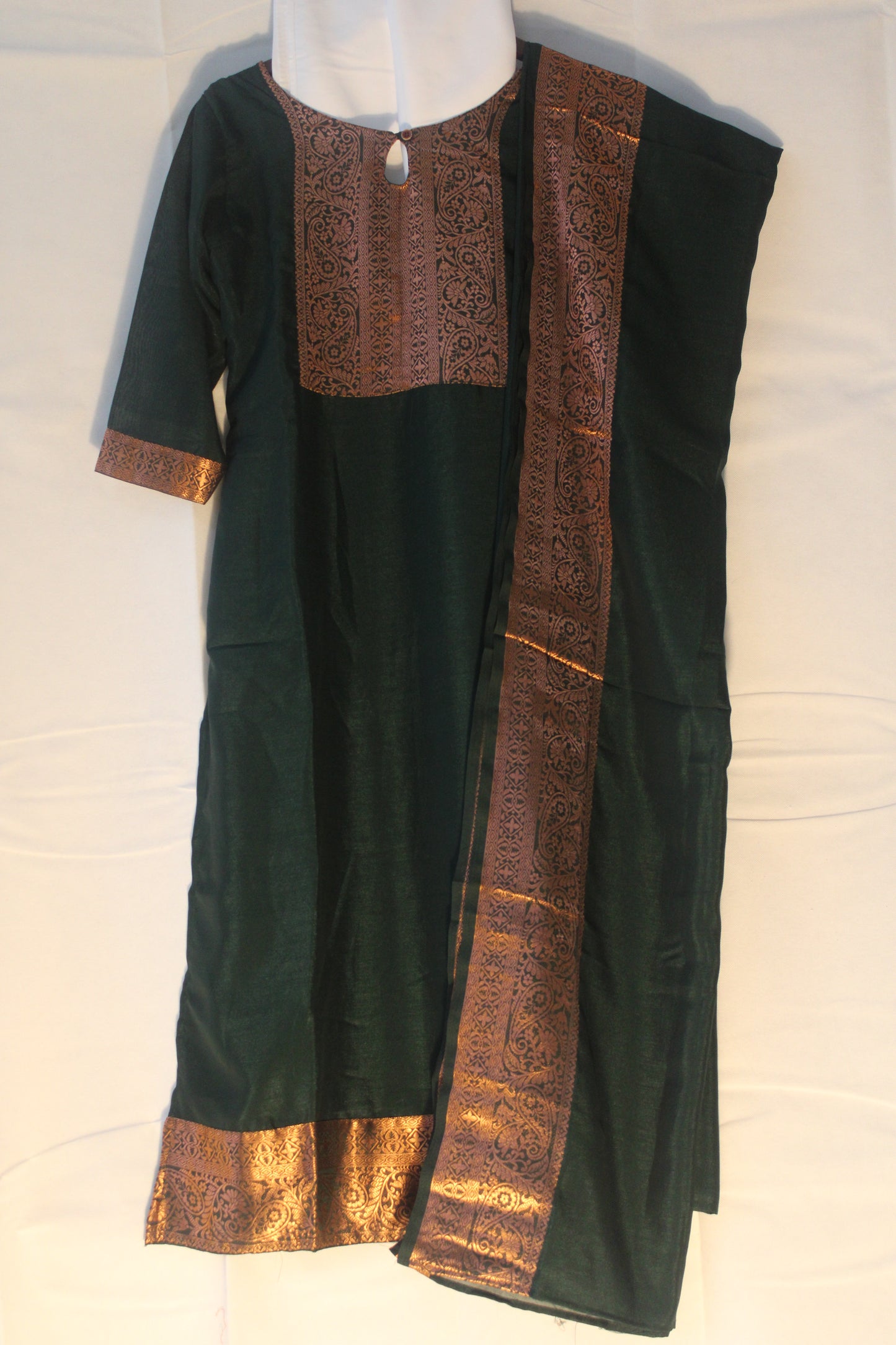 Women's Salwar Suit Vichitra Silk Plain with Embroidery Round Neck.