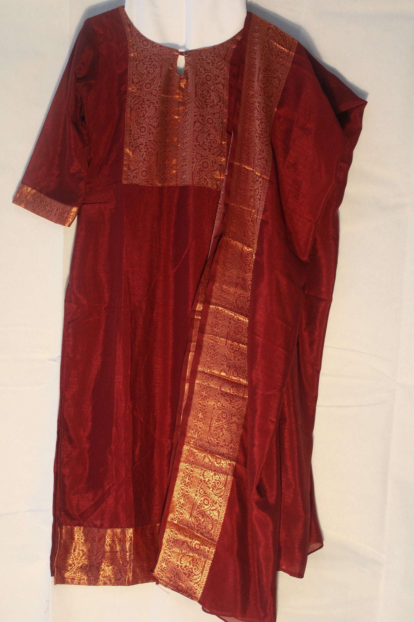 Women's Salwar Suit Vichitra Silk Plain with Embroidery Round Neck.