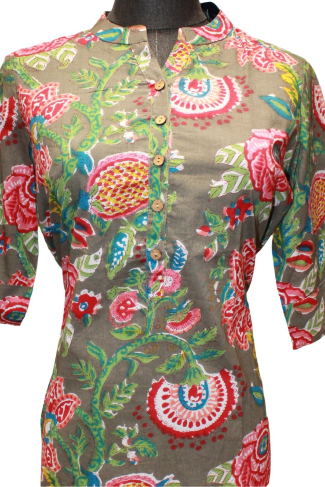 Cotton Floral printed Kurta with Three Fourth Sleeves