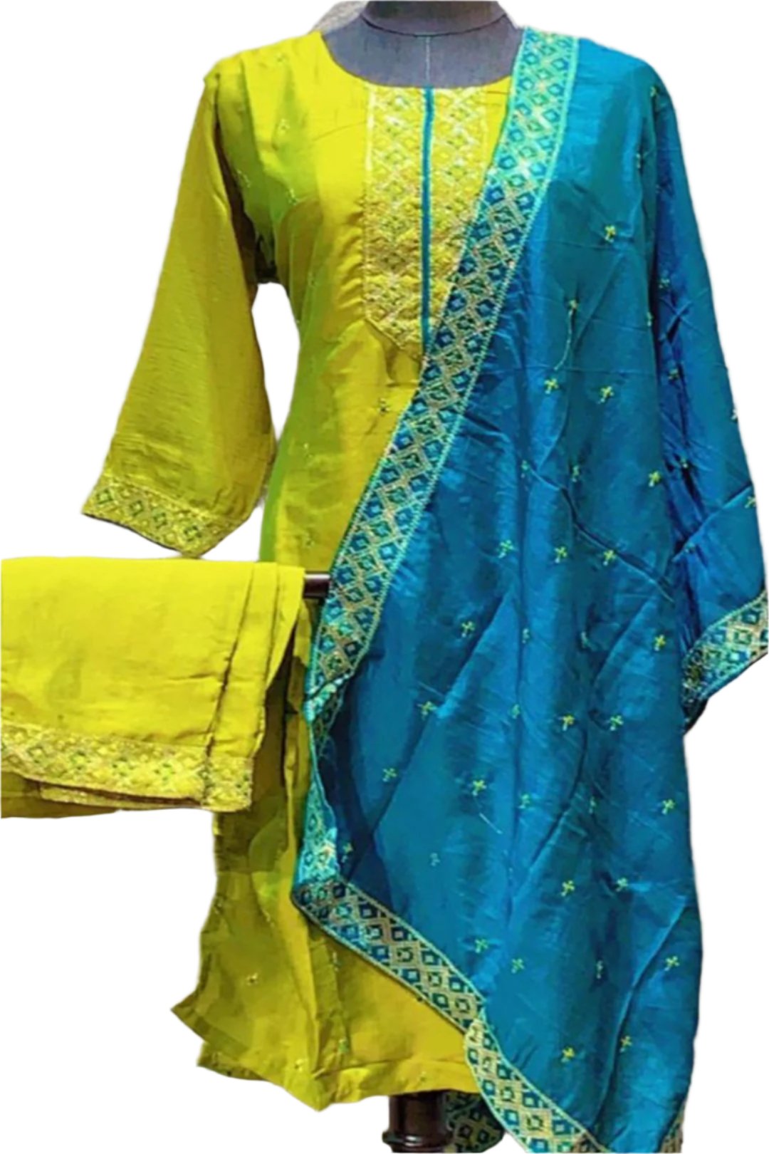 Salwar Suits with Dhupatta, Bottom And Sequns Work With Round Neck.