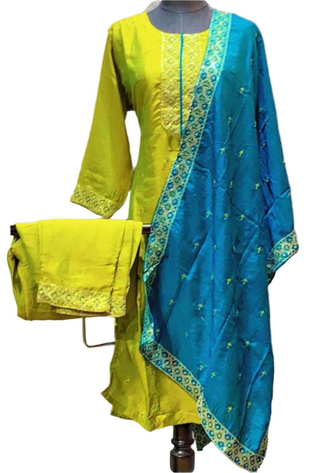 Salwar Suits with Dhupatta, Bottom And Sequns Work With Round Neck.