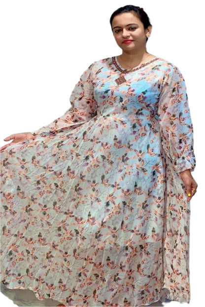 Western Long Goun With Floral Print.