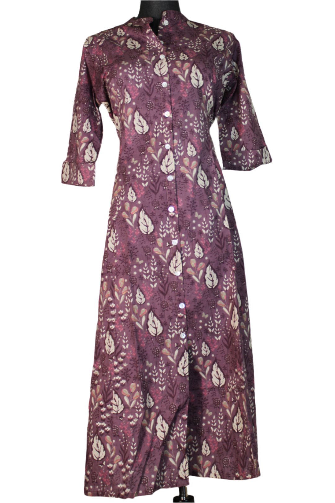 Premium Single kurti a mid-length, straight-cut till the knees which has floral motifs.