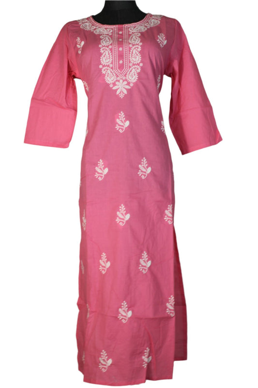 Single Chikankari kurti  features with  hand made embroidery.