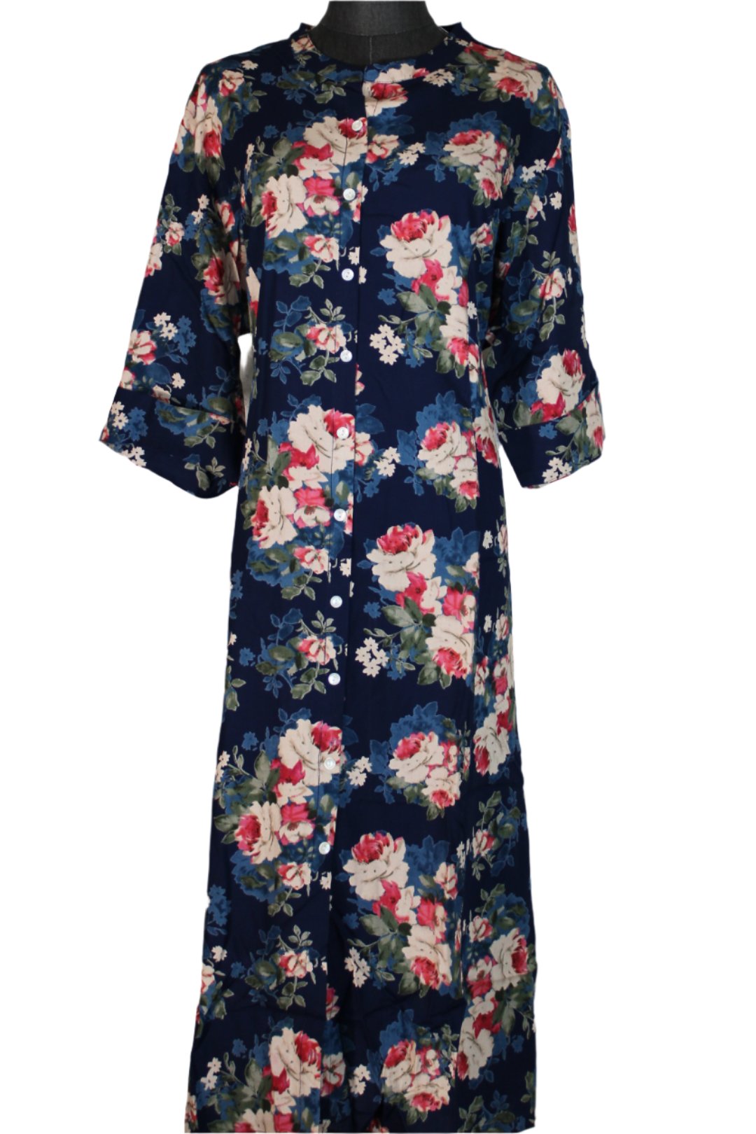 The kurti in the image features a lovely floral print.