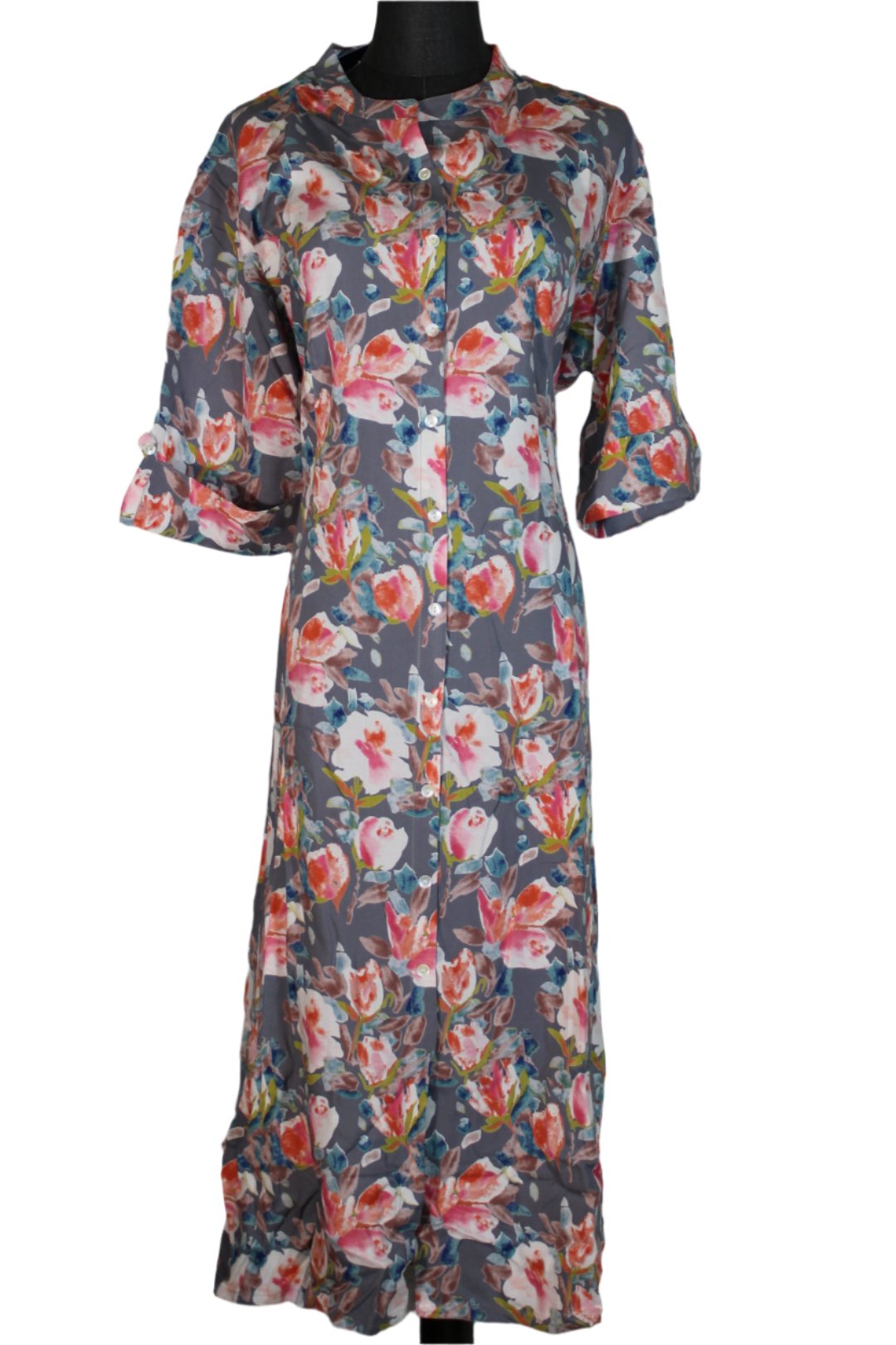 The kurti in the image features a lovely floral print.