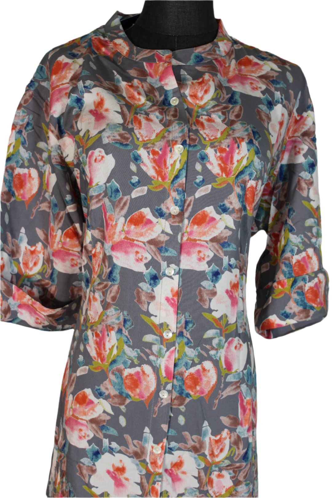 The kurti in the image features a lovely floral print.