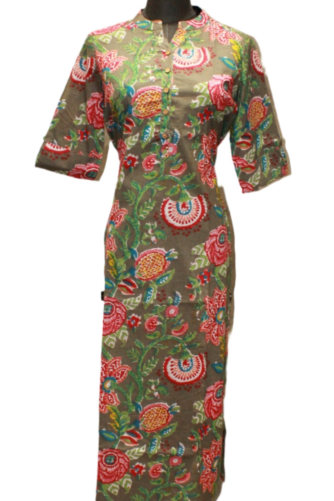 Cotton Floral printed Kurta with Three Fourth Sleeves