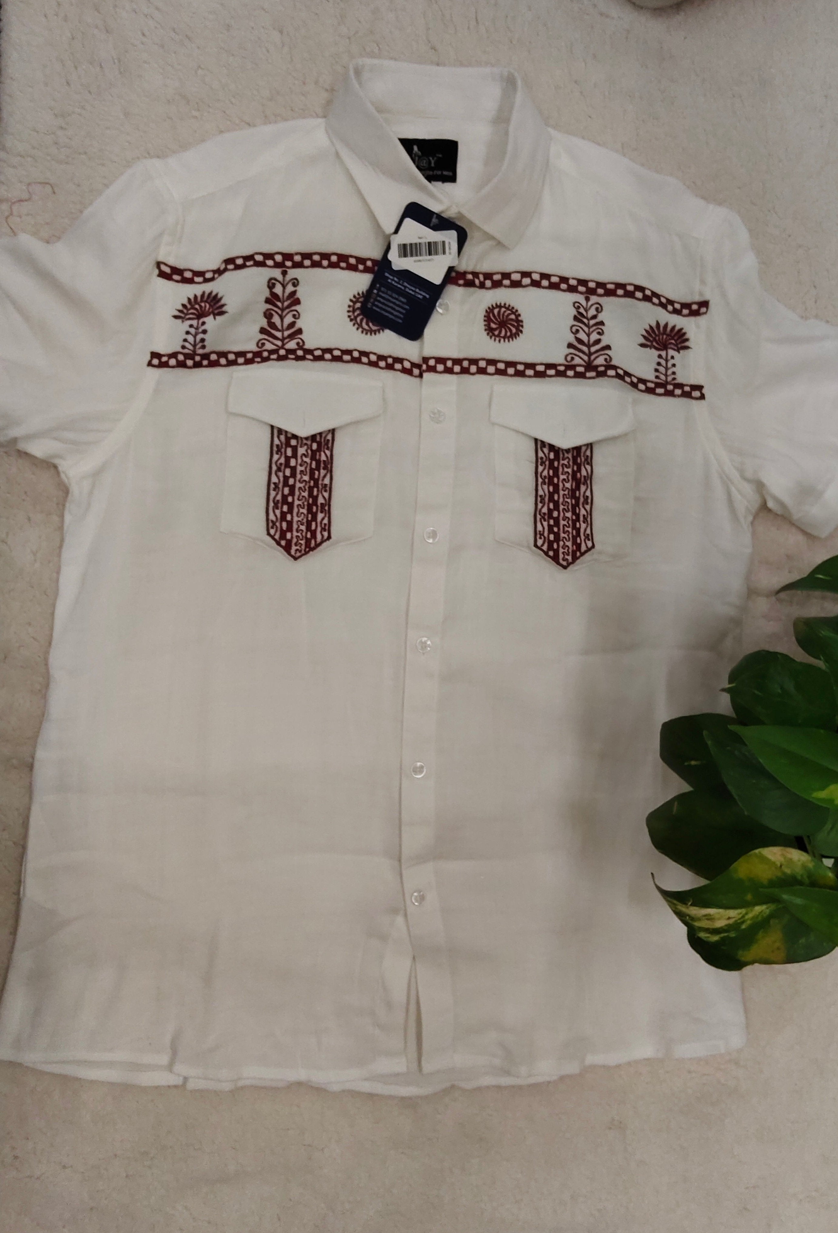 Linen Embroidery Half Sleeves