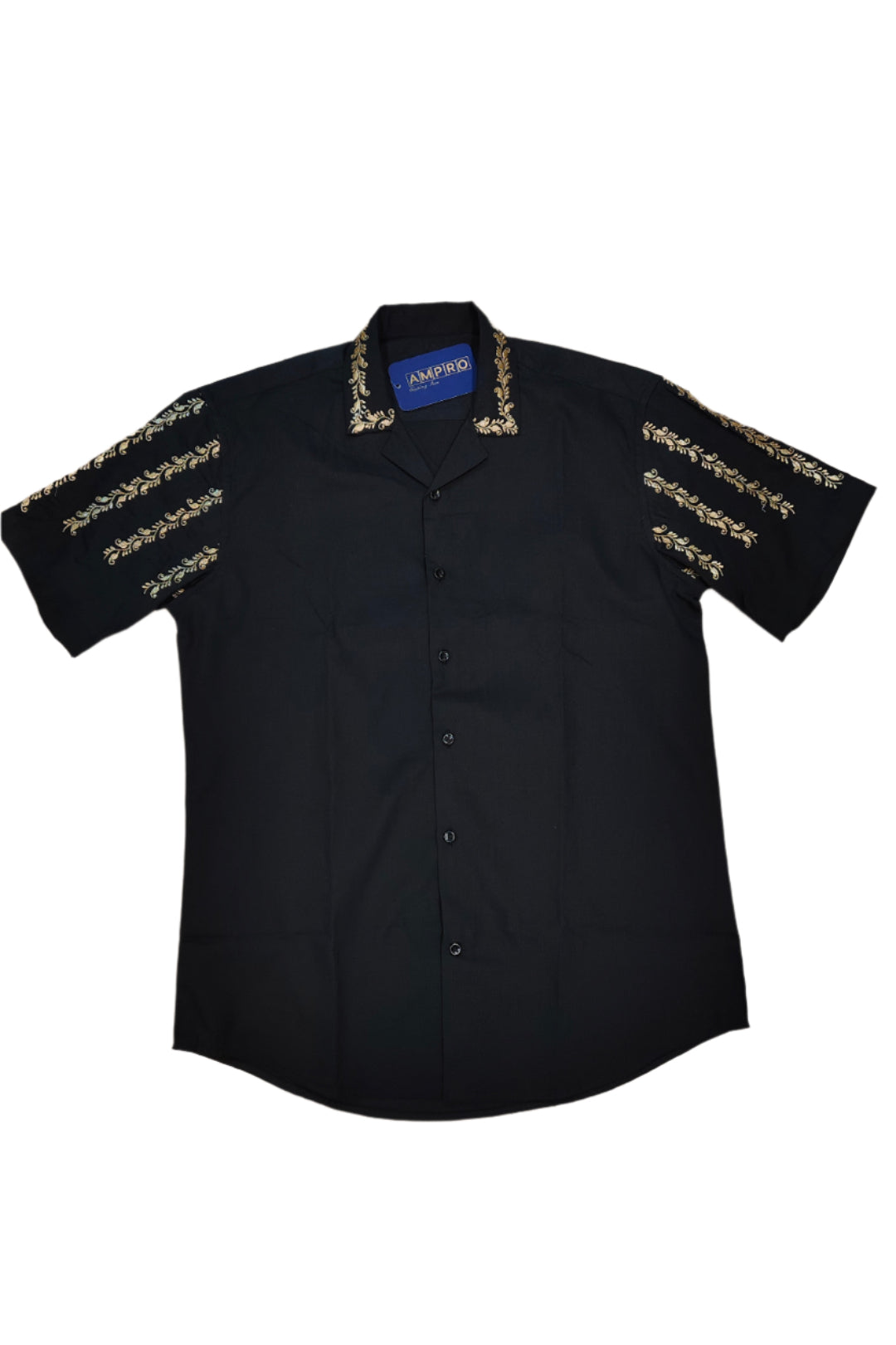 Men's wear cotton half sleeves shirt with embroidery pattern.