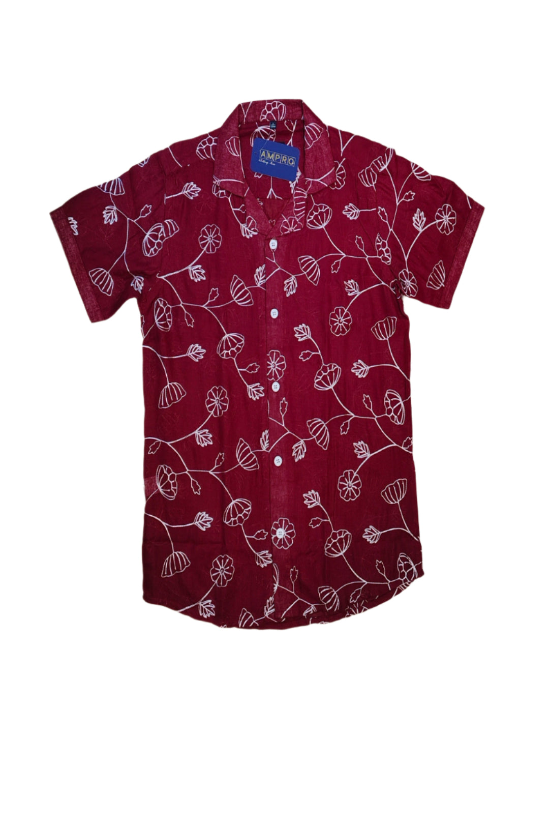 Men's wear cotton embroidery half sleeve with premium quality shirt.