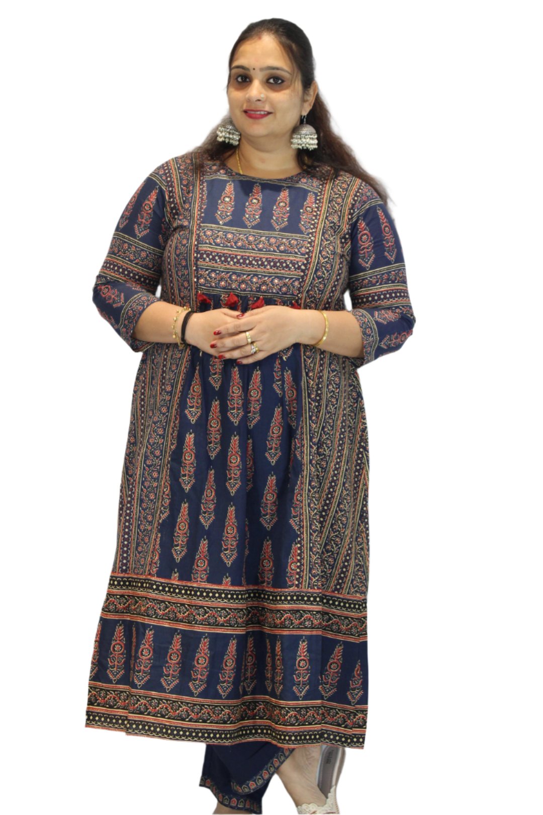 Ethnic dress predominantly in Different  shades.