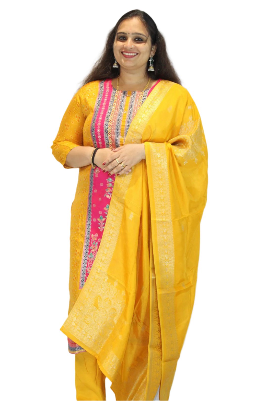 Beautiful Yellow color dola silk kurti set.