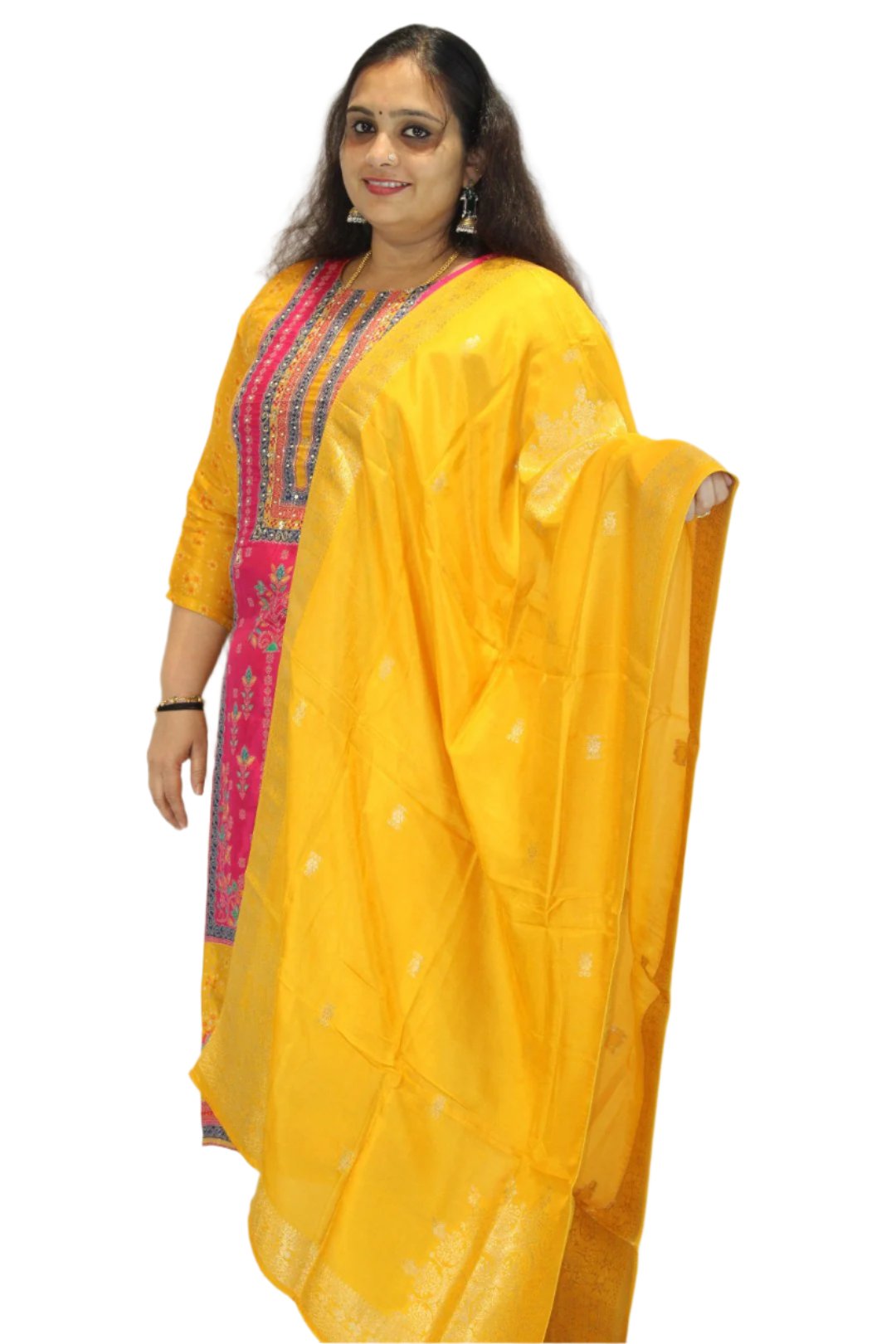 Beautiful Yellow color dola silk kurti set.