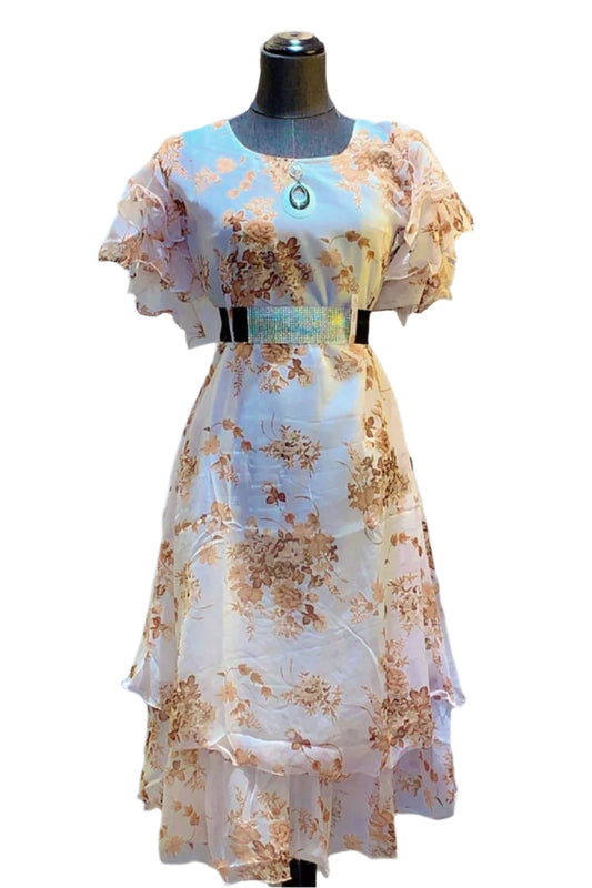 Western Frock With Butterfly Sleev.