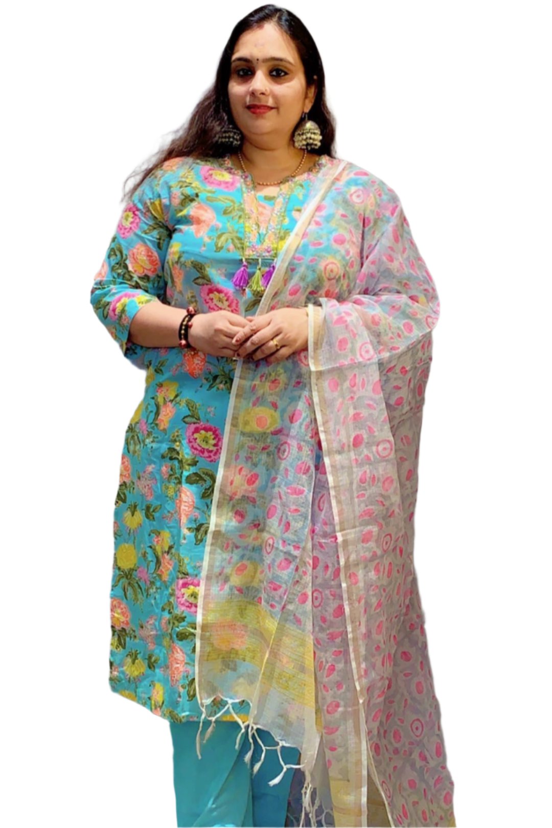 Floral Printed Cotton 3 Piece Kurta Set