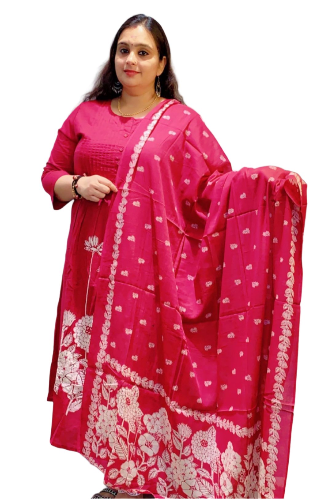 Salwar kameez with a dupatta.