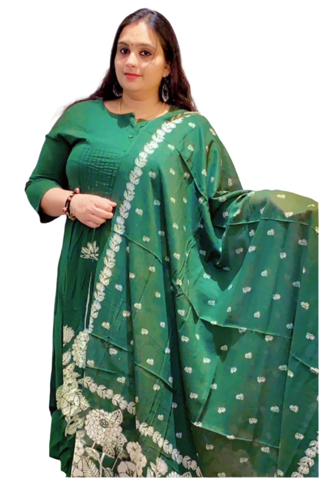 Salwar kameez with a dupatta.