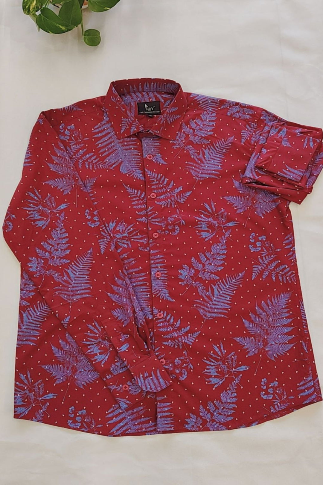 Men's wear cotton shirt with printed pattern.