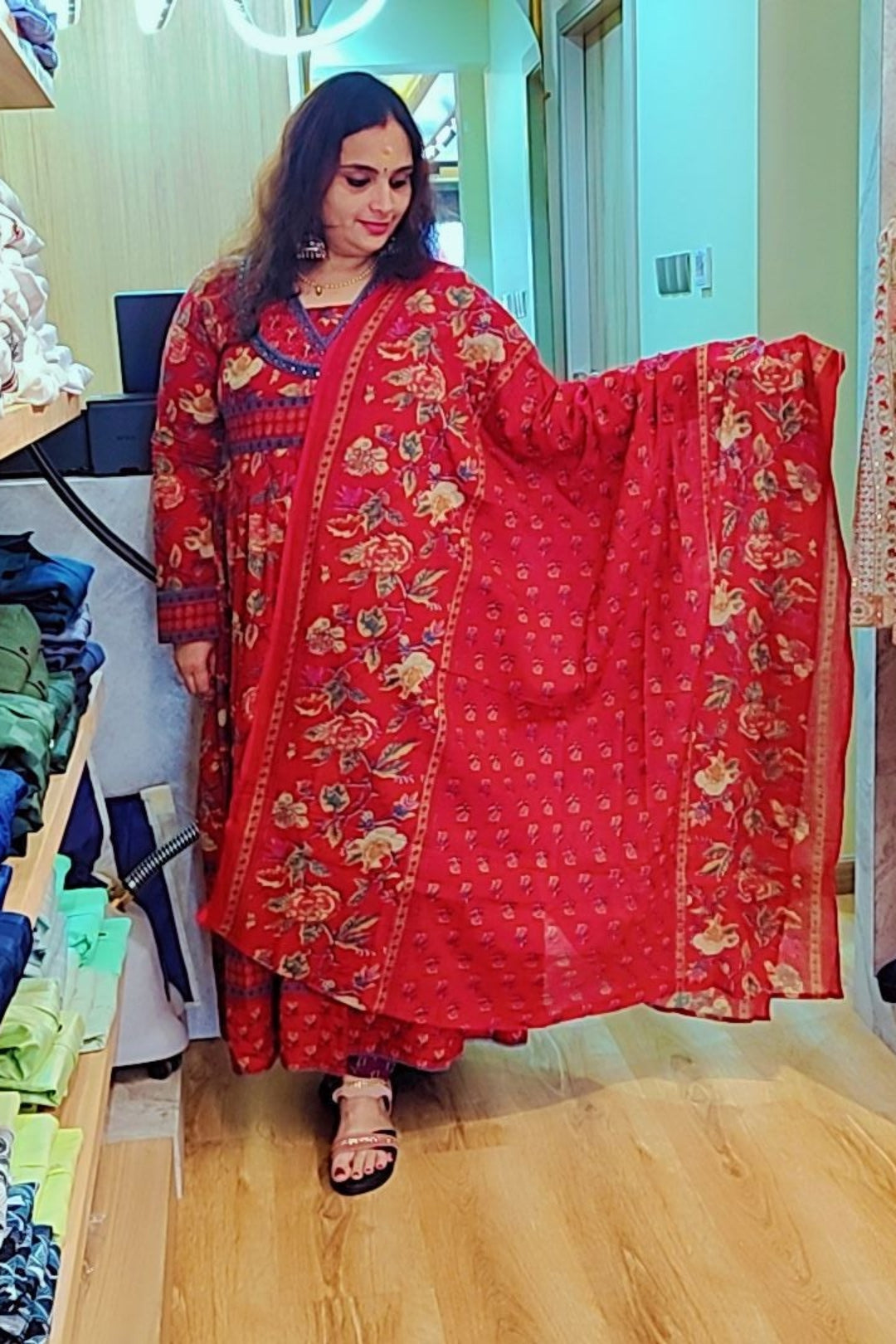Women's wear cotton umberla pattern salwar set.
