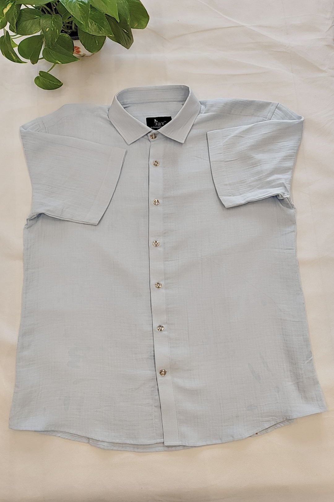 Linen Half Sleeves Sky Blue Shirt