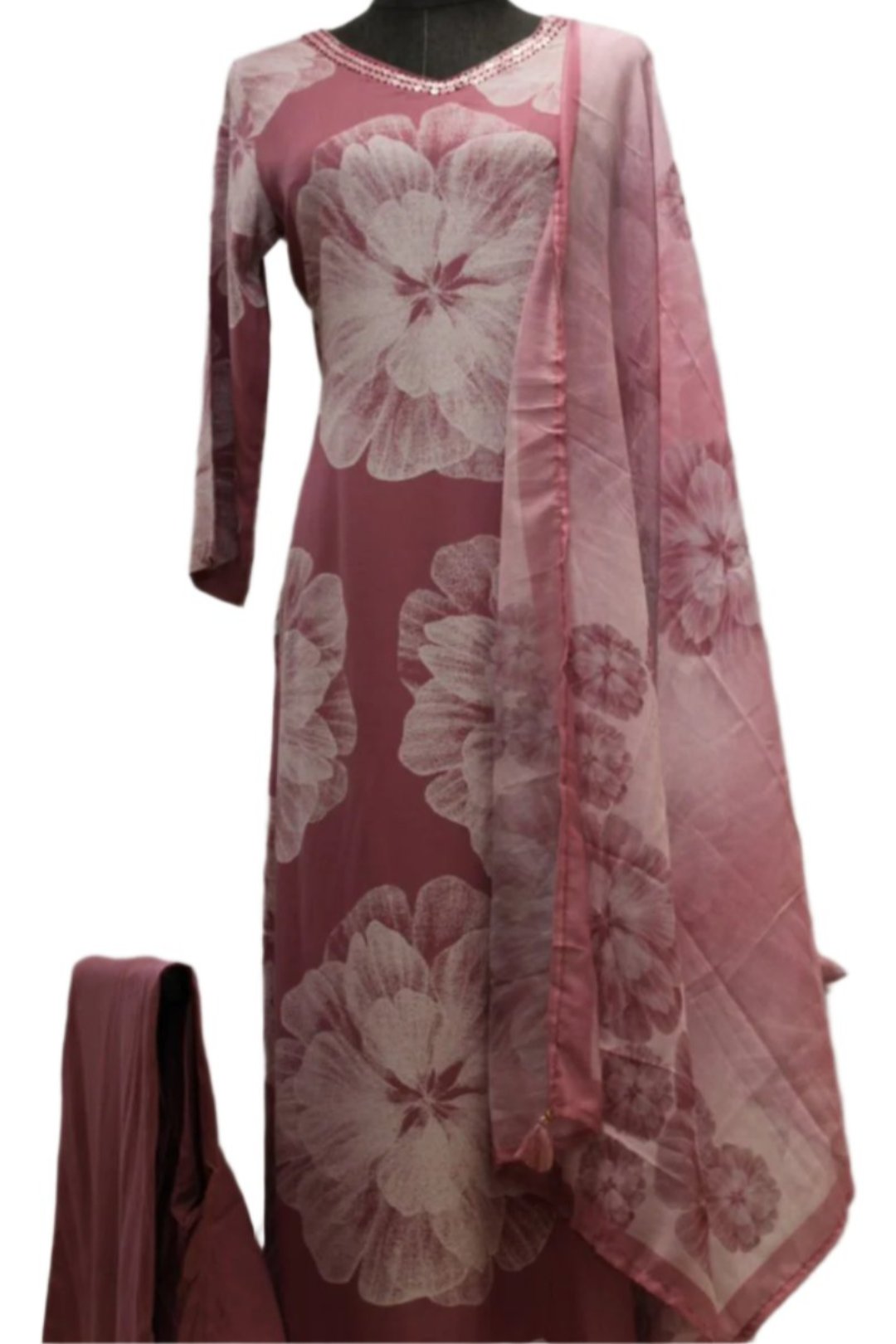 Cotton Modal digital print salwar kameez with dupatta containing floral patterns.