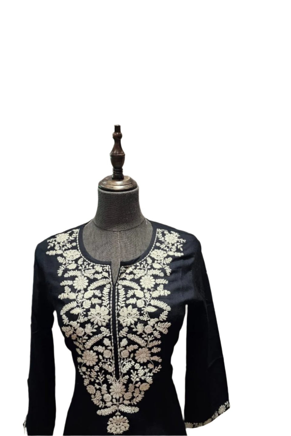 Black Chikankari wtih Neckline work