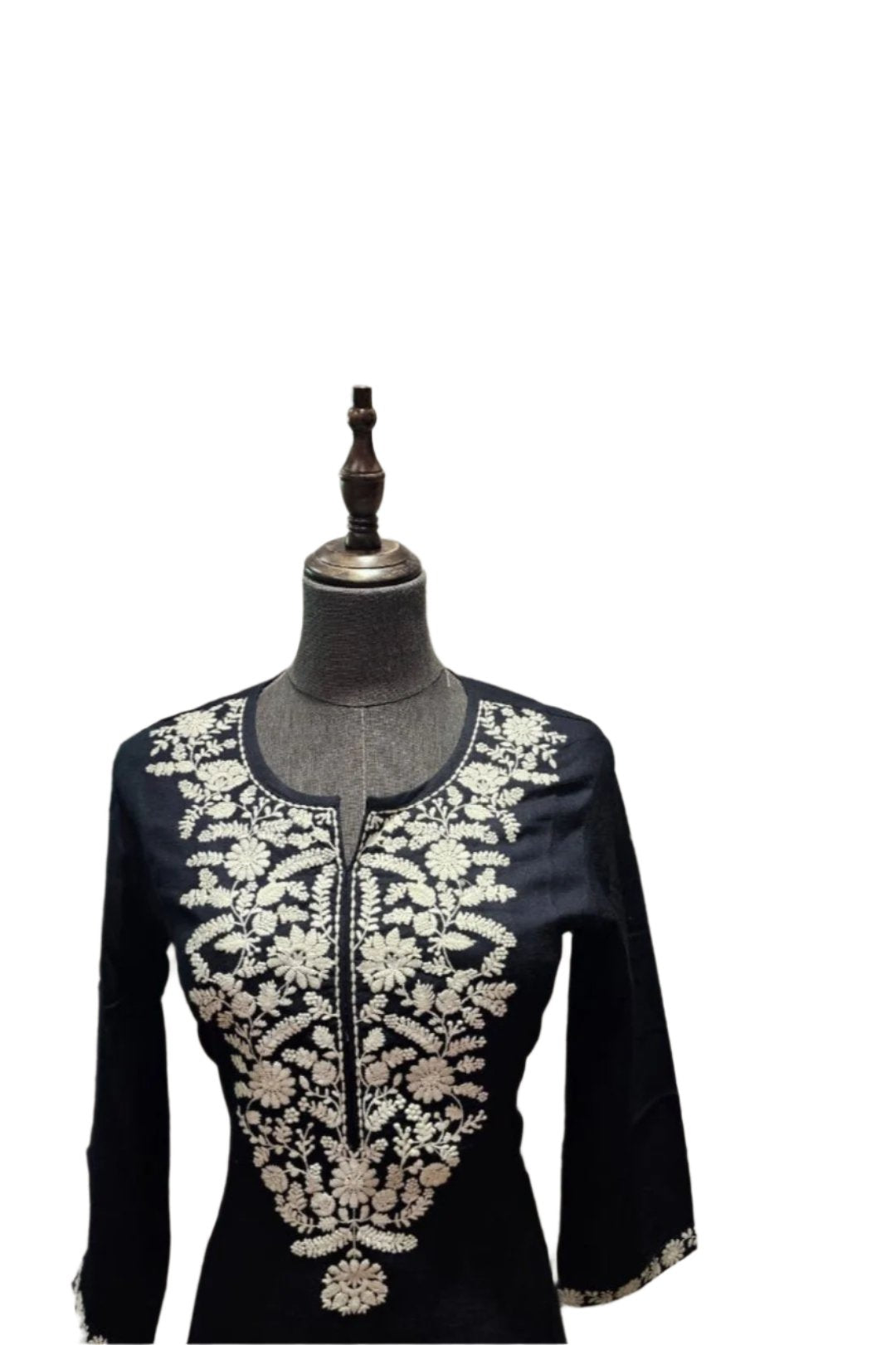 Black Chikankari wtih Neckline work