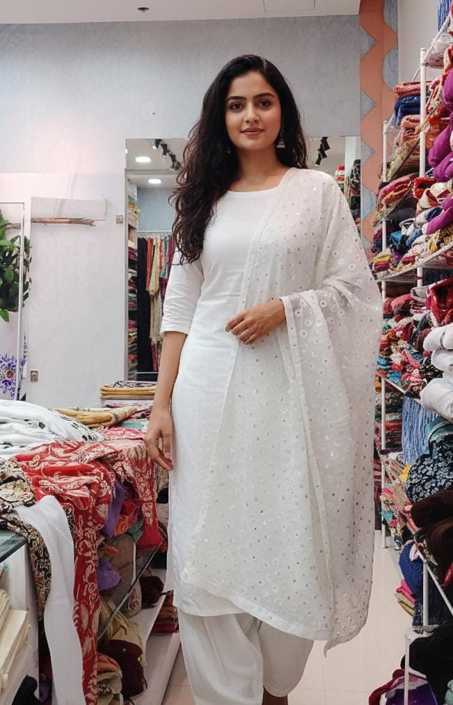 Full White Salwar Set000104