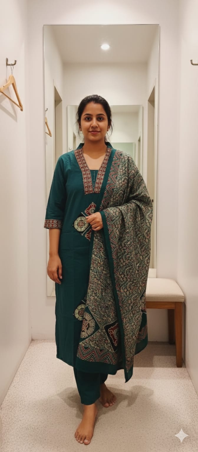 Salwar Set  V Neck