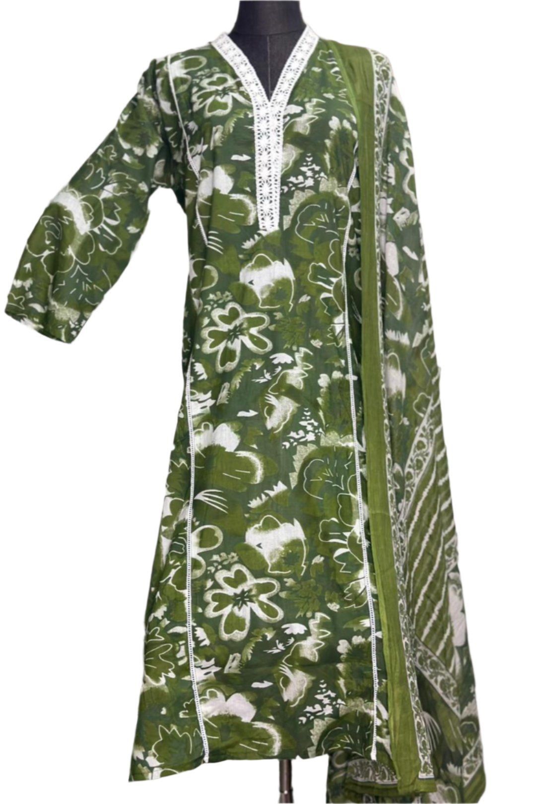 Floral Patterned Kurti With Matching Dupatta Made with Pure Cotton Fabric.