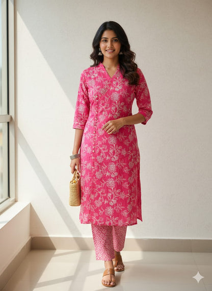 Pink Color Cord Set Printed