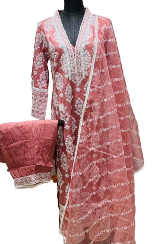 Kurtis with Handcrafted Embroidery to Elevate your style with Bottom and Dupatta