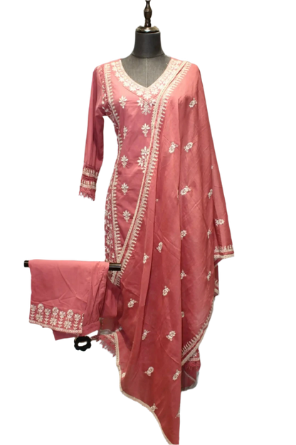 These cotton kurthis are in  a beautiful shade of peach and powder blue,adorned with intricate white Embroidery...
