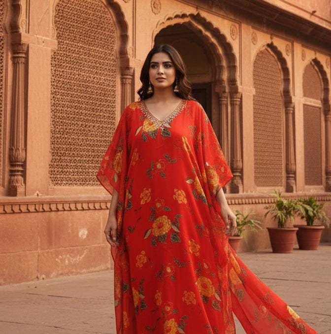 Kafthan Printed Red