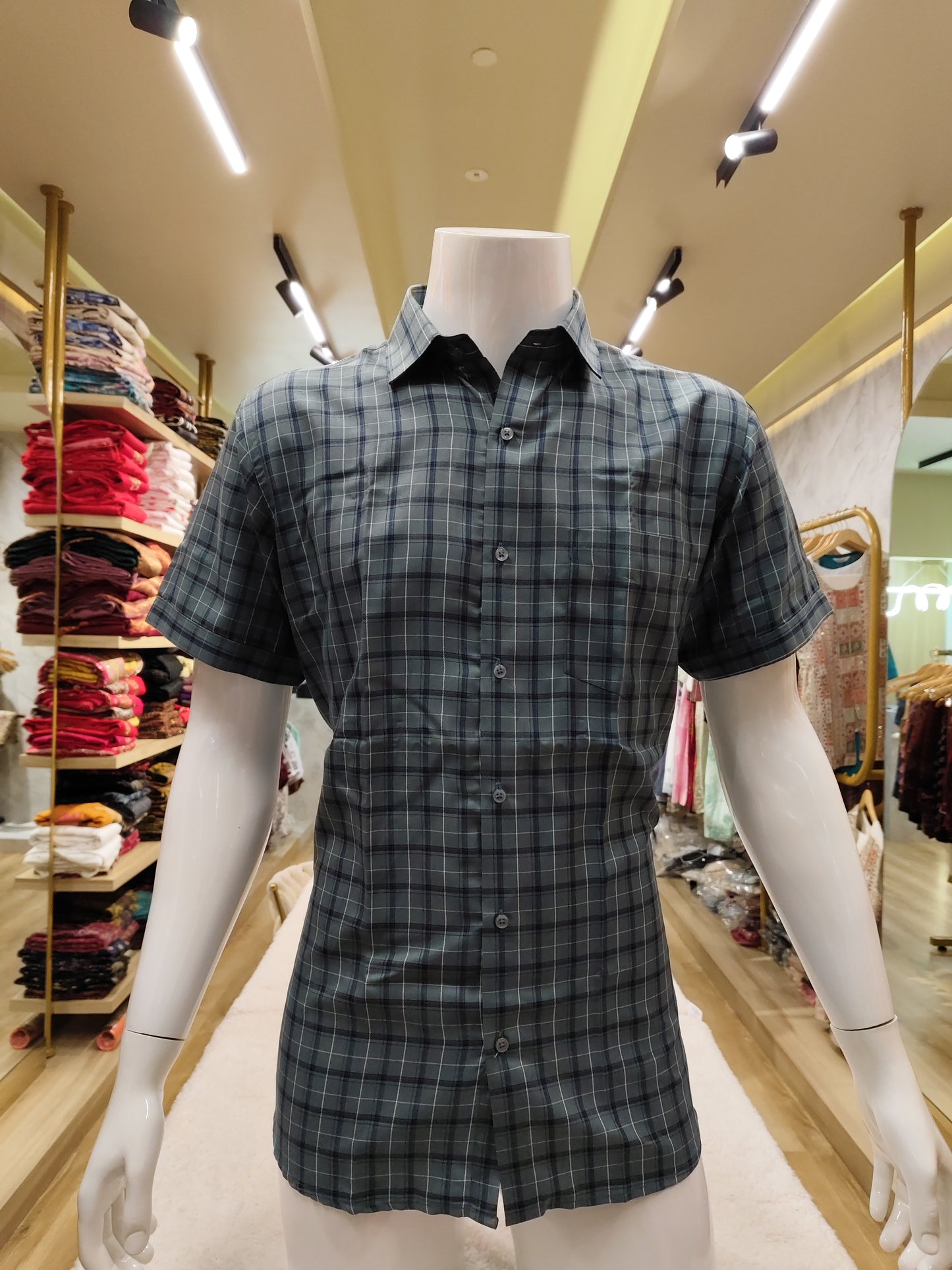 Men's wear check pattern half sleeve with premium quality shirt.