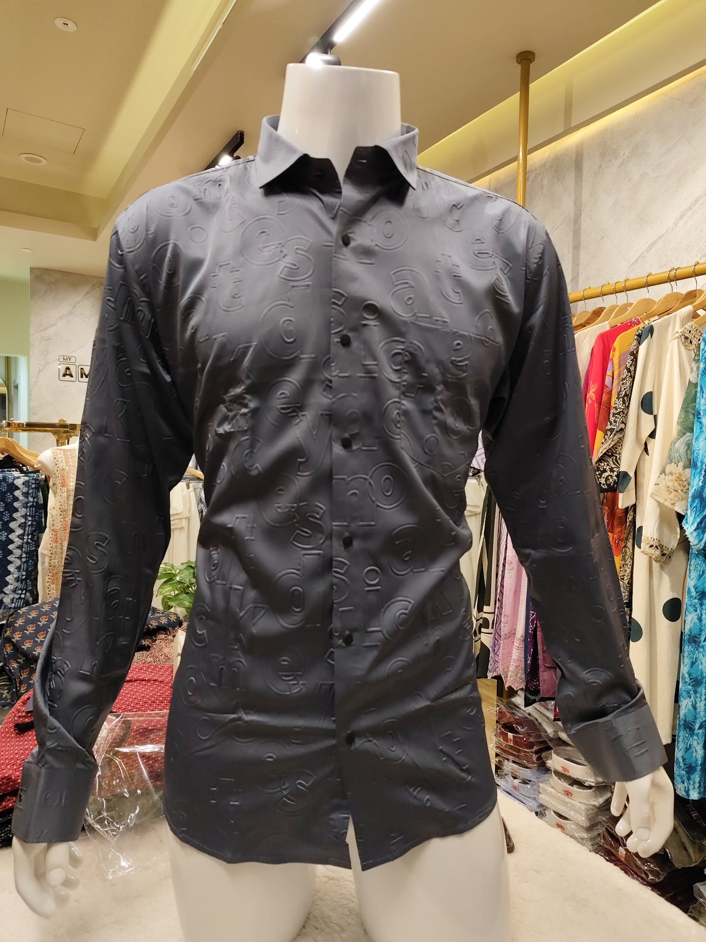 Men's wear satin embossed  full sleeve premium quality shirt.