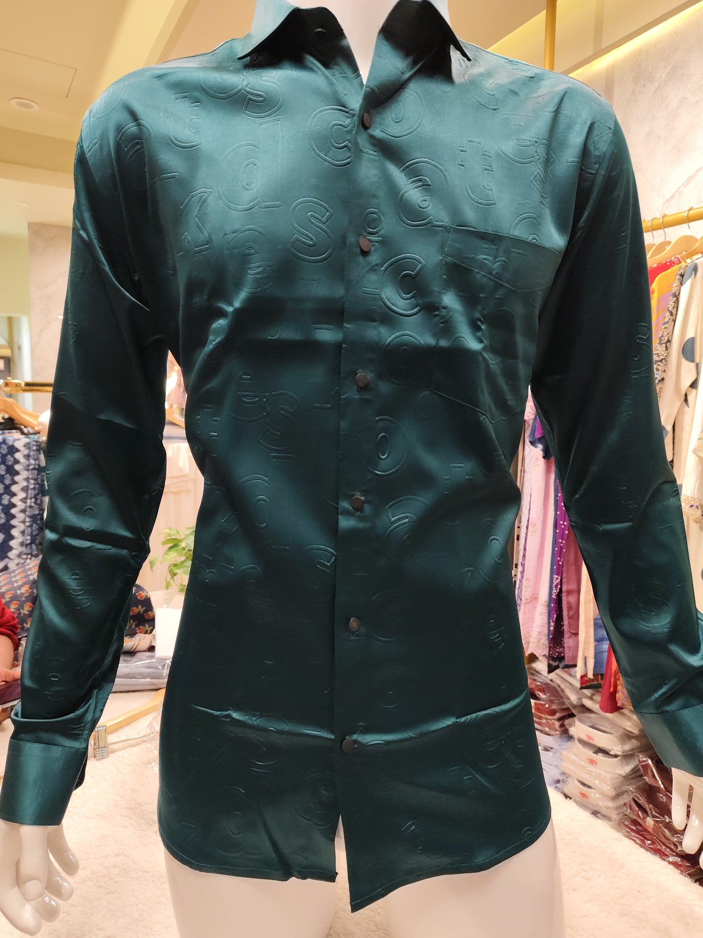 Men's wear satin embossed  full sleeve premium quality shirt.