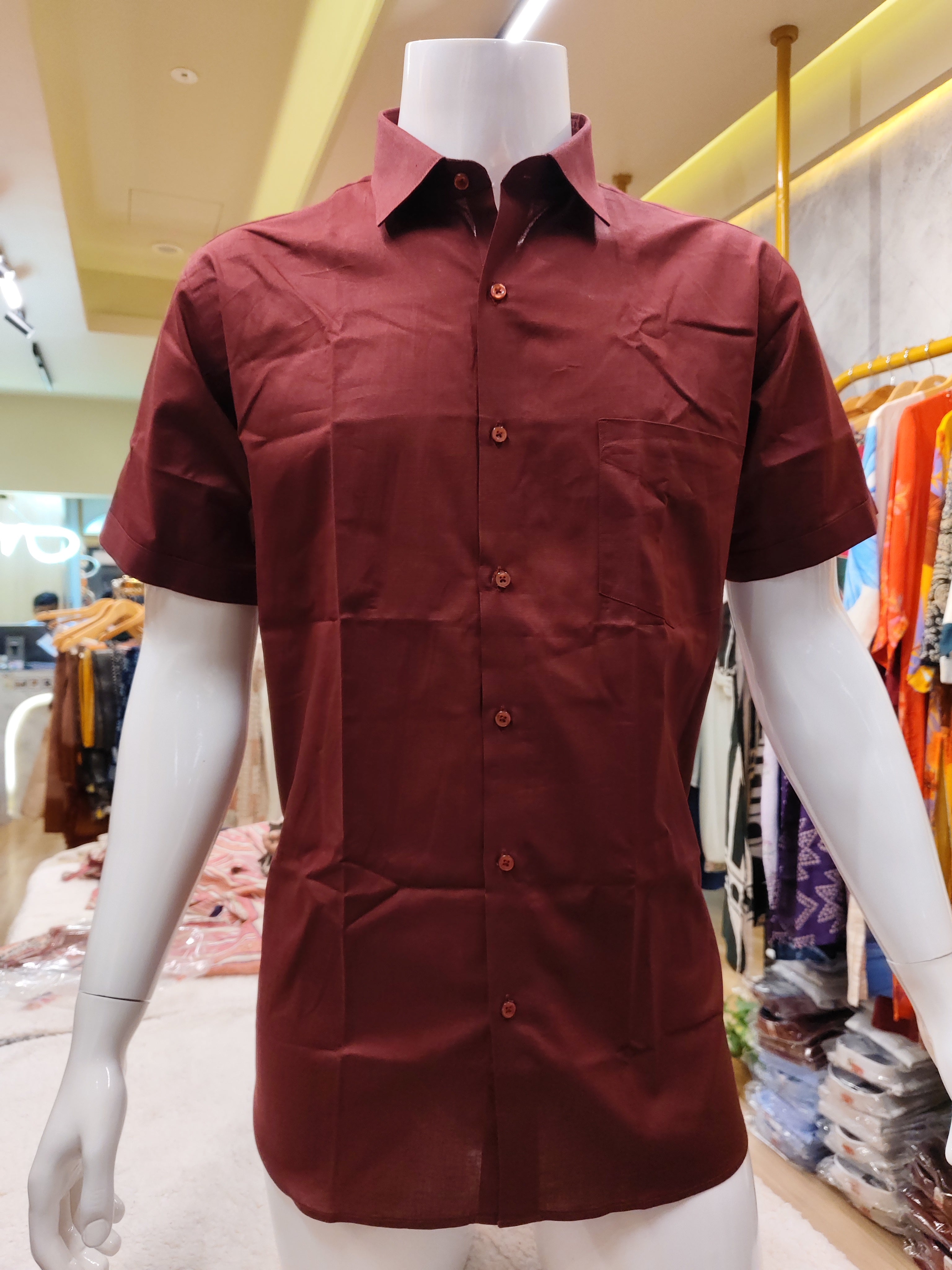 Men's wear linen cotton half sleeve premium quality shirt.