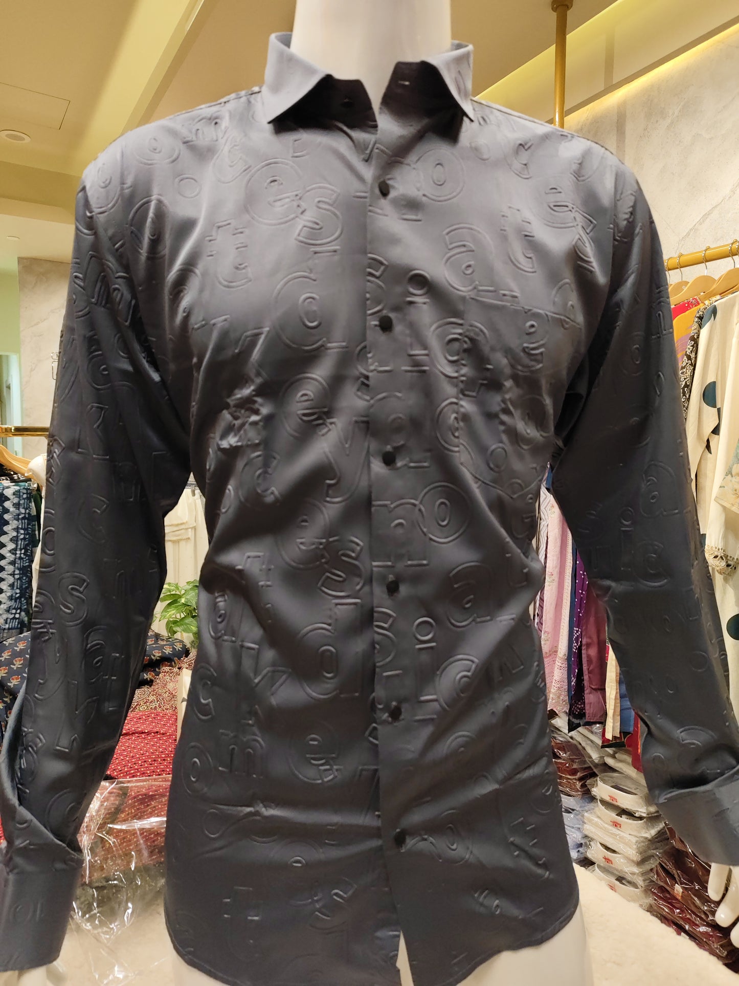 Men's wear satin embossed  full sleeve premium quality shirt.