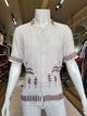 Men's  cotton Linen Half Sleeves Shirts with embroidery pattern.