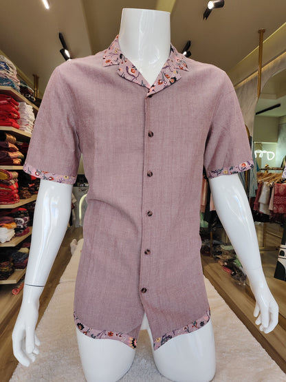 Men's wear cotton Linen Half Sleeves Printed Shirts With Trouser.