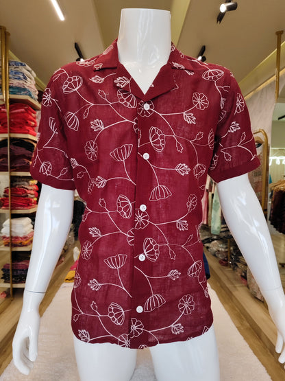 Men's wear cotton embroidery half sleeve with premium quality shirt.