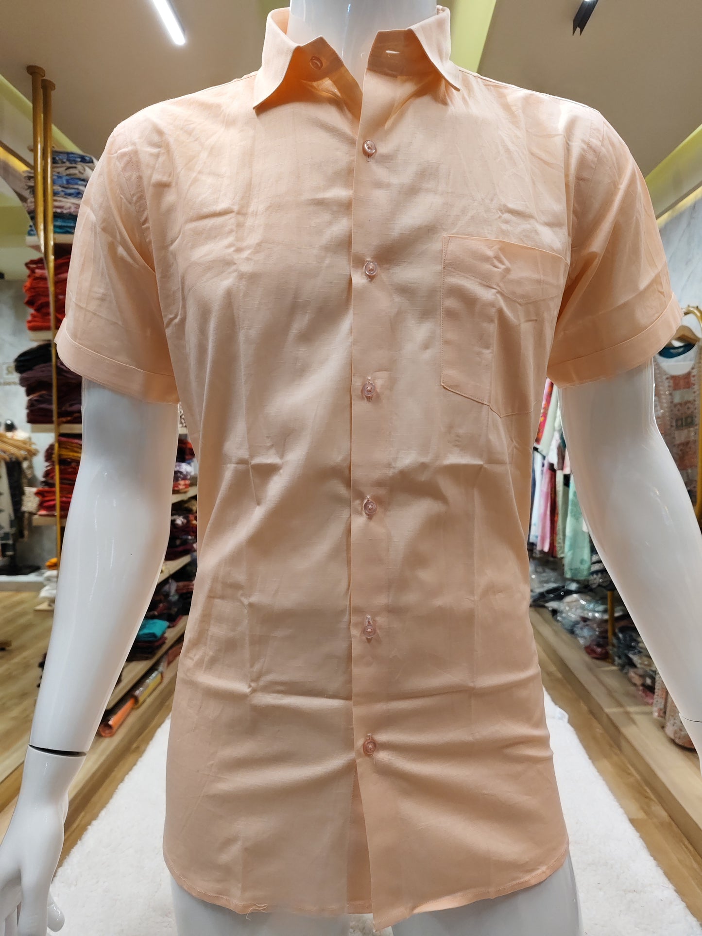 Men's wear linen cotton half sleeve with premium quality shirt.