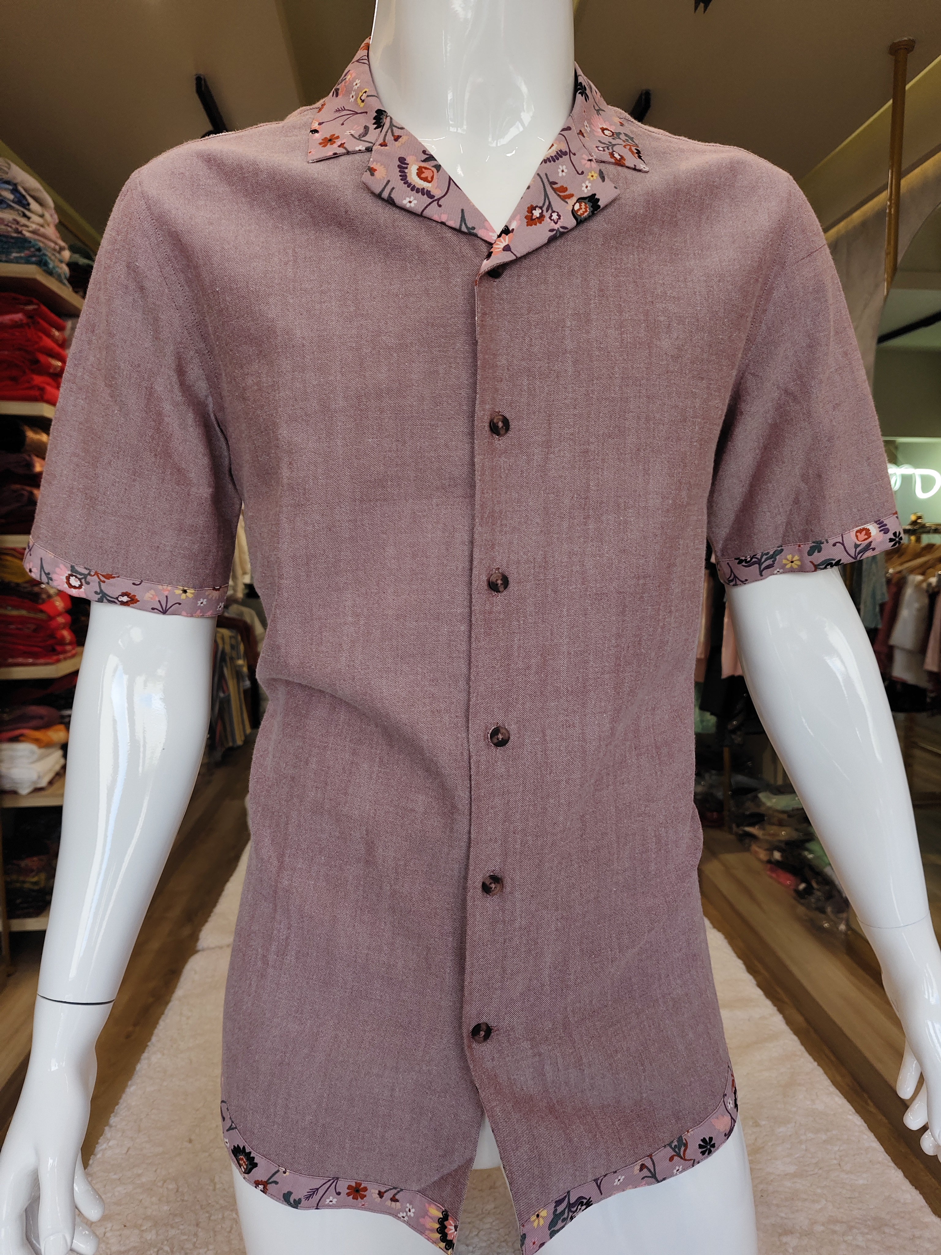 Men's wear cotton Linen Half Sleeves Printed Shirts With Trouser.