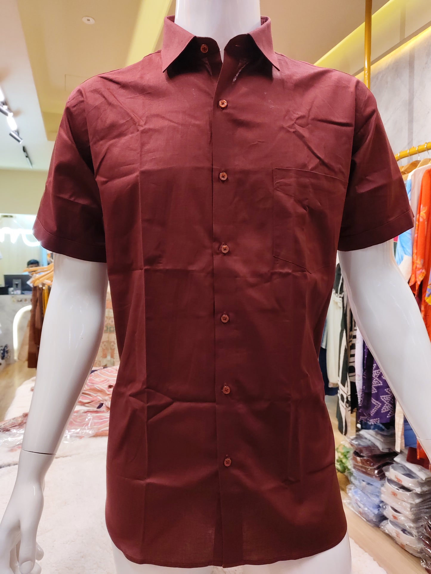 Men's wear linen cotton half sleeve premium quality shirt.